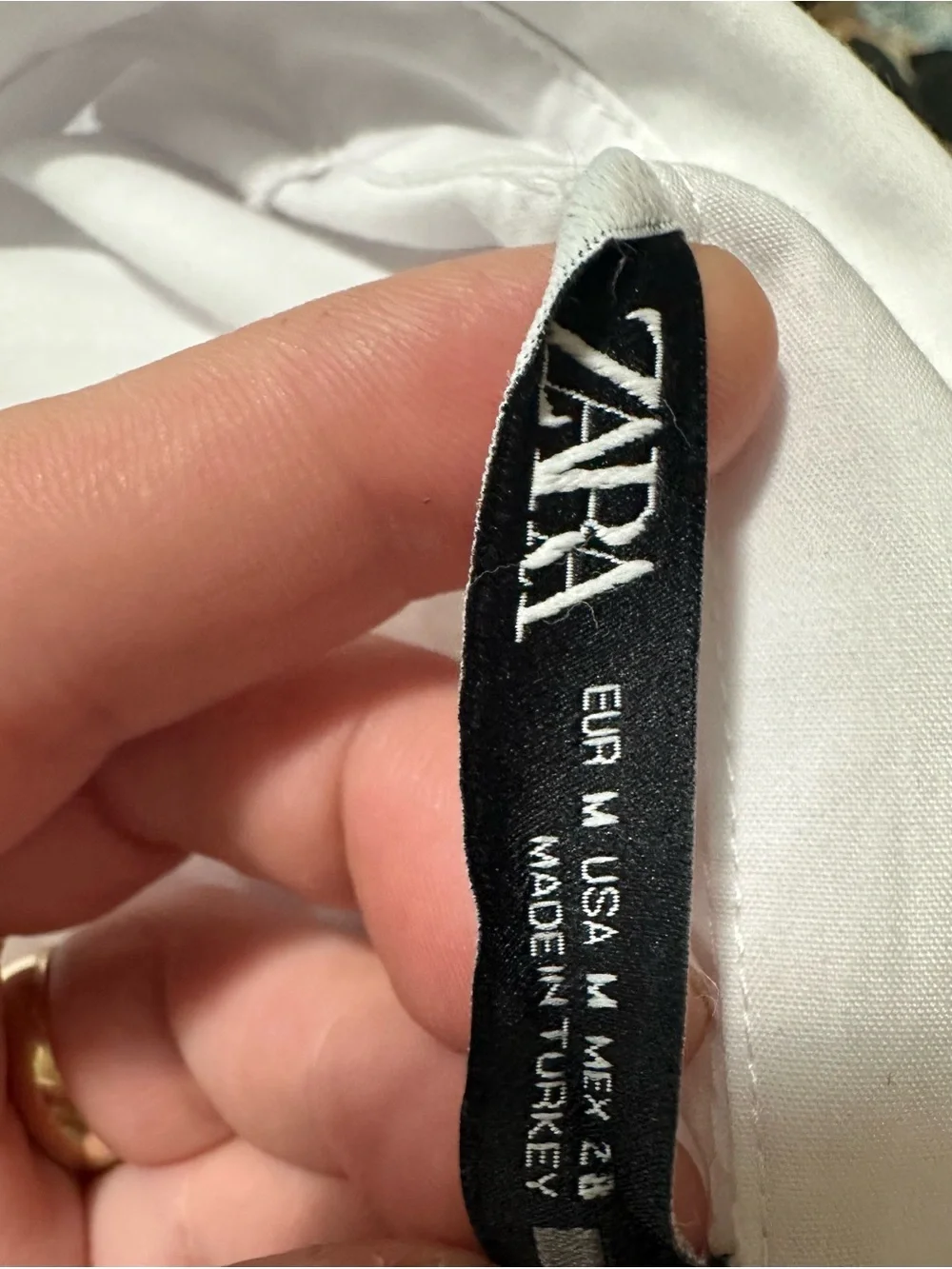 ZARA Women’s White Cotton Woven Collared Button-Up Puff Short Sleeve Blouse M